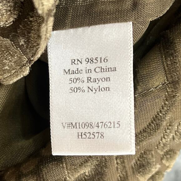 Coldwater Creek Olive Sheer Velvet Burnout Floral Long Sleeve Tunic Blouse Large - Picture 5 of 5